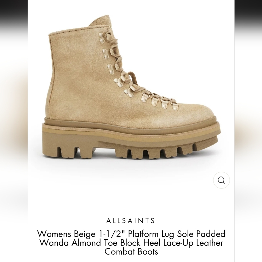NEW ALLSAINTS Wanda Sherling lug sole lace up leather combat boots sz 40